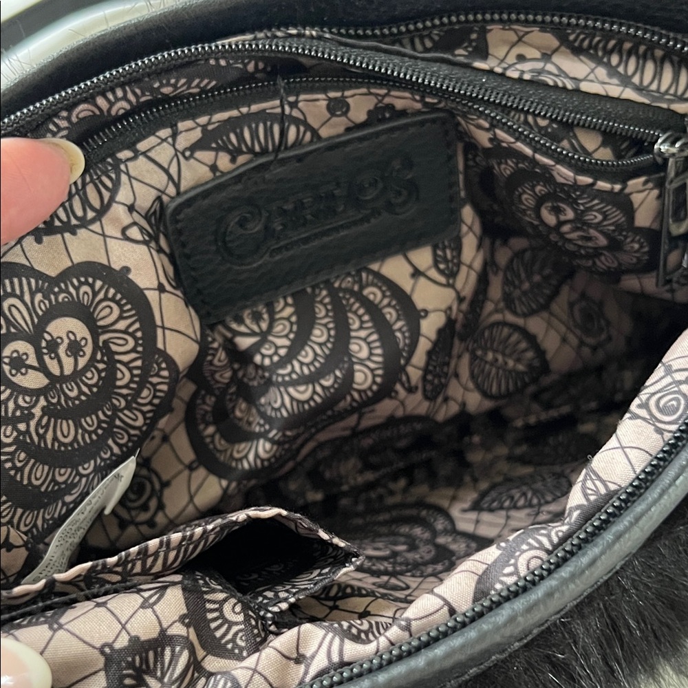 Elegant Black Faux Fur Women’s  Crossbody Bag Purse - Picture 3 of 4